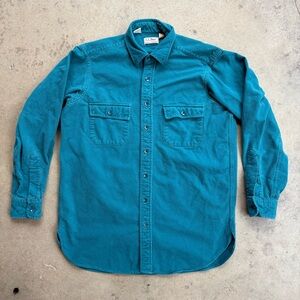 Vintage LL Bean Chamois Cloth Shirt Flannel Teal Size 16 Tall USA